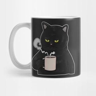 Grumpy Black Cat with Coffee Morning Grouch Mug